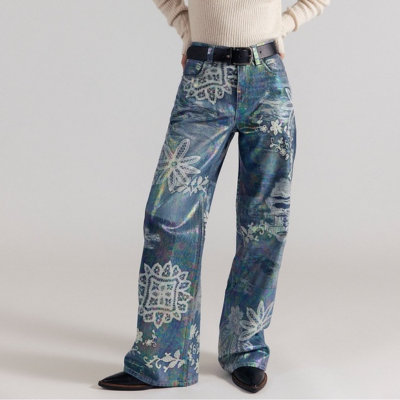 Free People Denim - Free People We The Free Tinsley Printed High-Rise Illusions Jeans NWOT SIZE 29